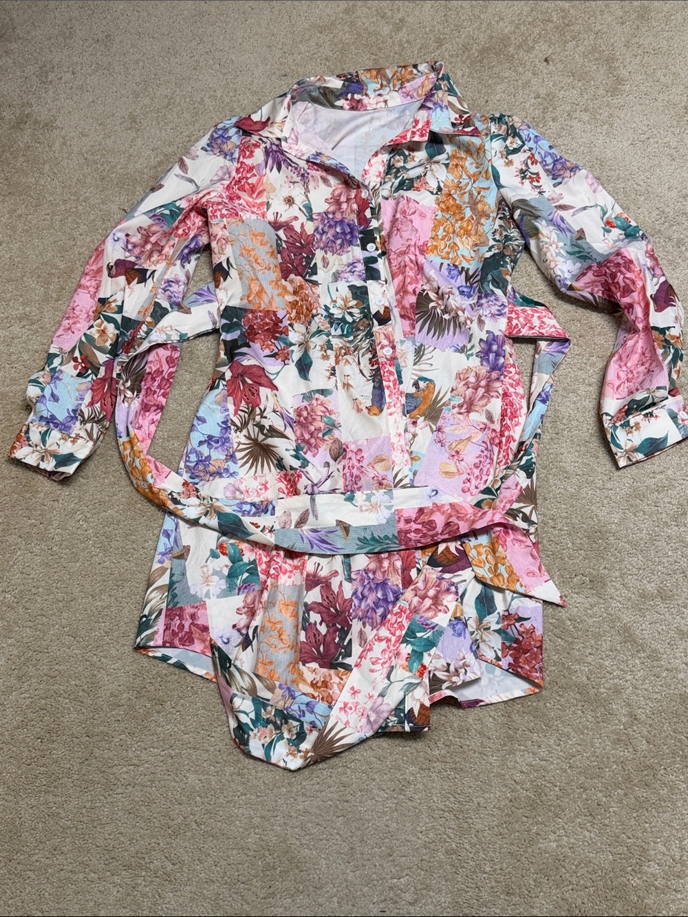 Floral patchwork dress shirt